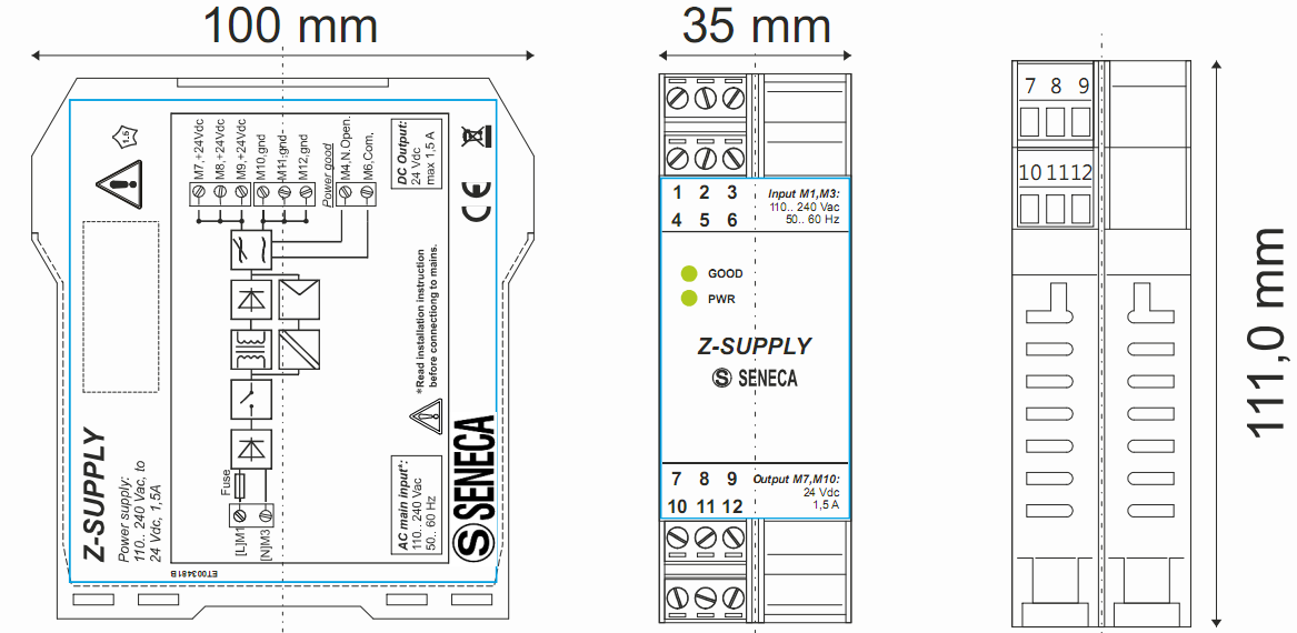 Bộ nguồn 24 Vdc | Nguồn 24 Vdc 1,5A | Bộ ổn định điện áp 24Vdc Seneca
